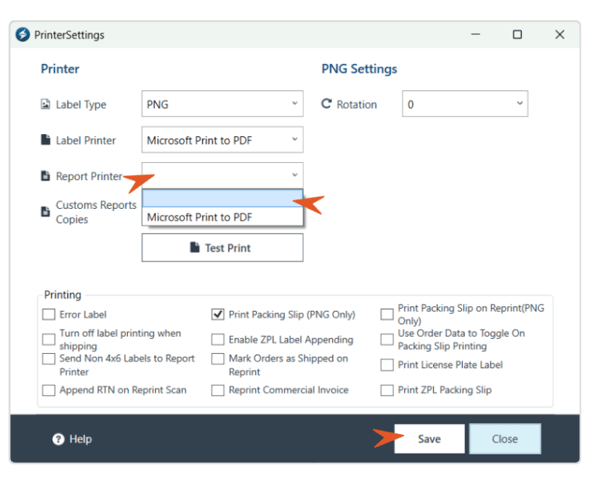On Prem Printer Settings