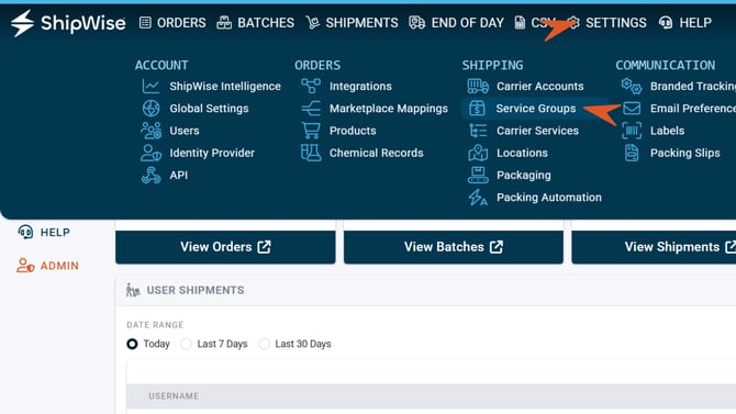Service groups