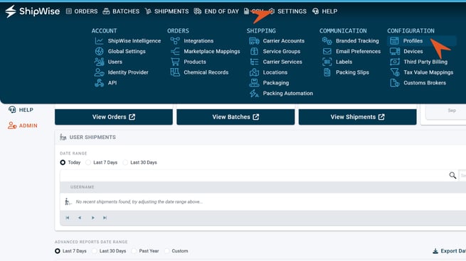 Set up Profiles
