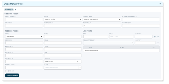 create manual orders